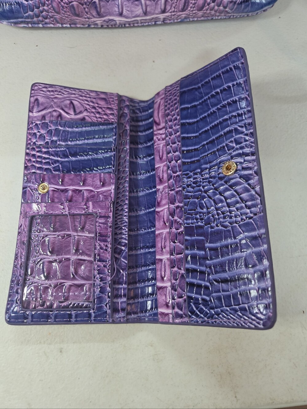Purple Croc-Embossed Tote Bag with Removable Wallet - Picture 4 of 7